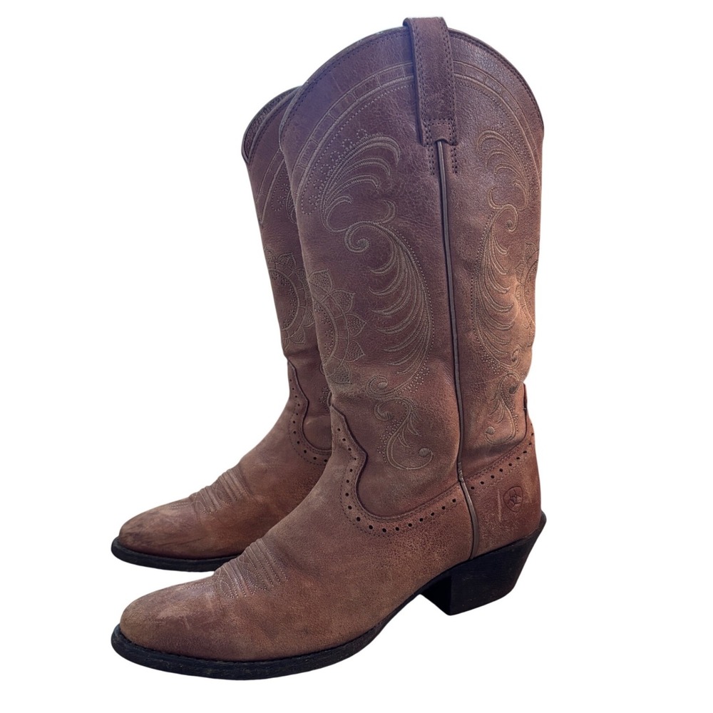 Ariat Heritage Western Distressed Brown Leather Cowboy Boots 10015310 Womens 7 B